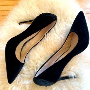 Louise + Cie Black Velvet, Silk Bow Pumps